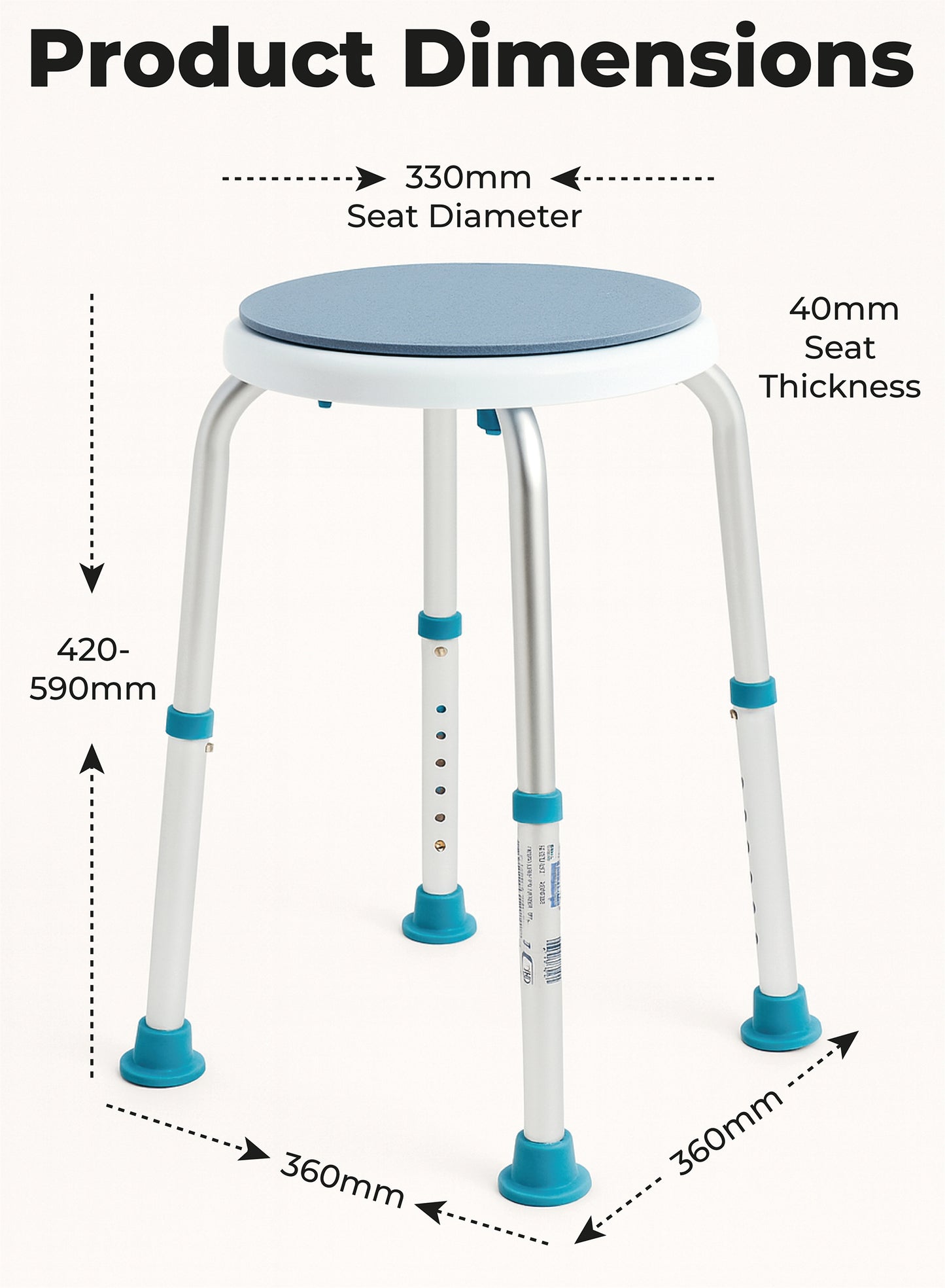 Aidapt Rotating Bath Stool 360° – Adjustable Shower Seat, Non‑Slip, Lightweight Bathroom Safety Aid