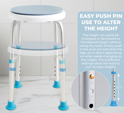 Aidapt Rotating Bath Stool 360° – Adjustable Shower Seat, Non‑Slip, Lightweight Bathroom Safety Aid