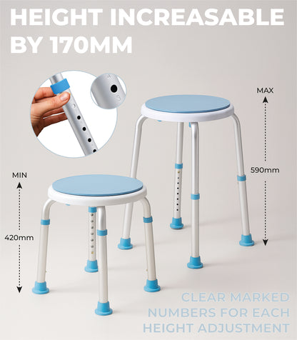 Aidapt Rotating Bath Stool 360° – Adjustable Shower Seat, Non‑Slip, Lightweight Bathroom Safety Aid
