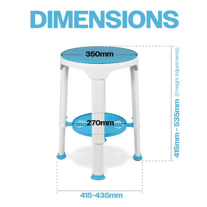 Lightweight Shower Stool with Rotating Seat and Removable Tray