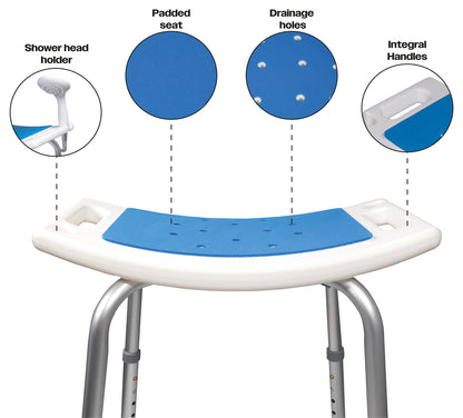 Aidapt Adjustable Non-Slip Shower Stool with Padded Seat