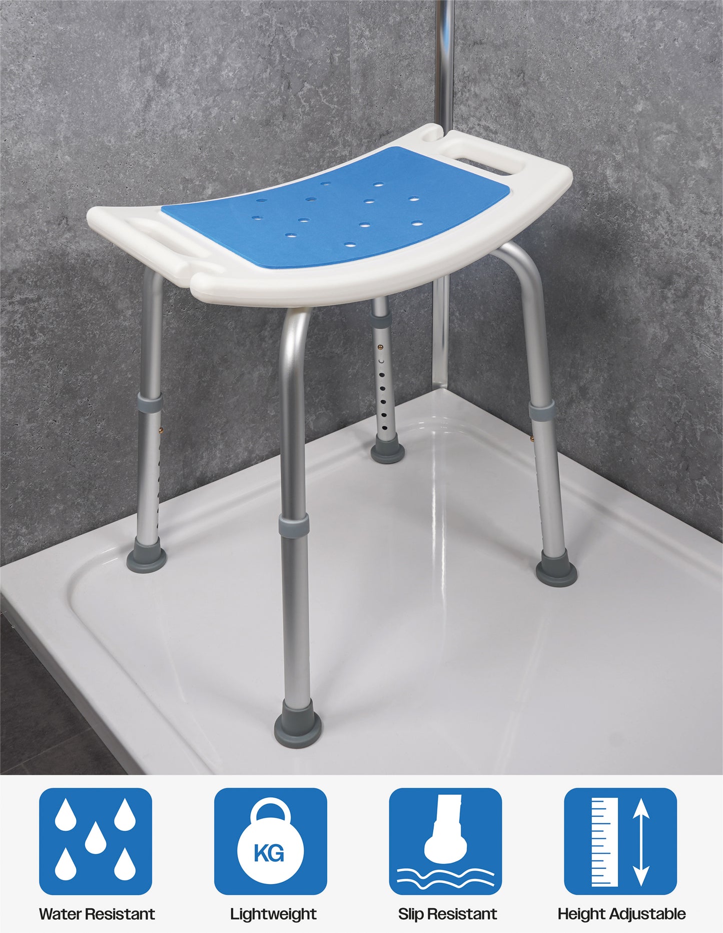 Aidapt Adjustable Non-Slip Shower Stool with Padded Seat