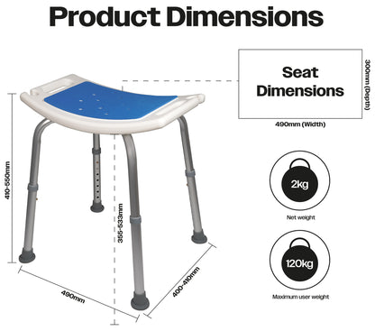 Aidapt Adjustable Non-Slip Shower Stool with Padded Seat