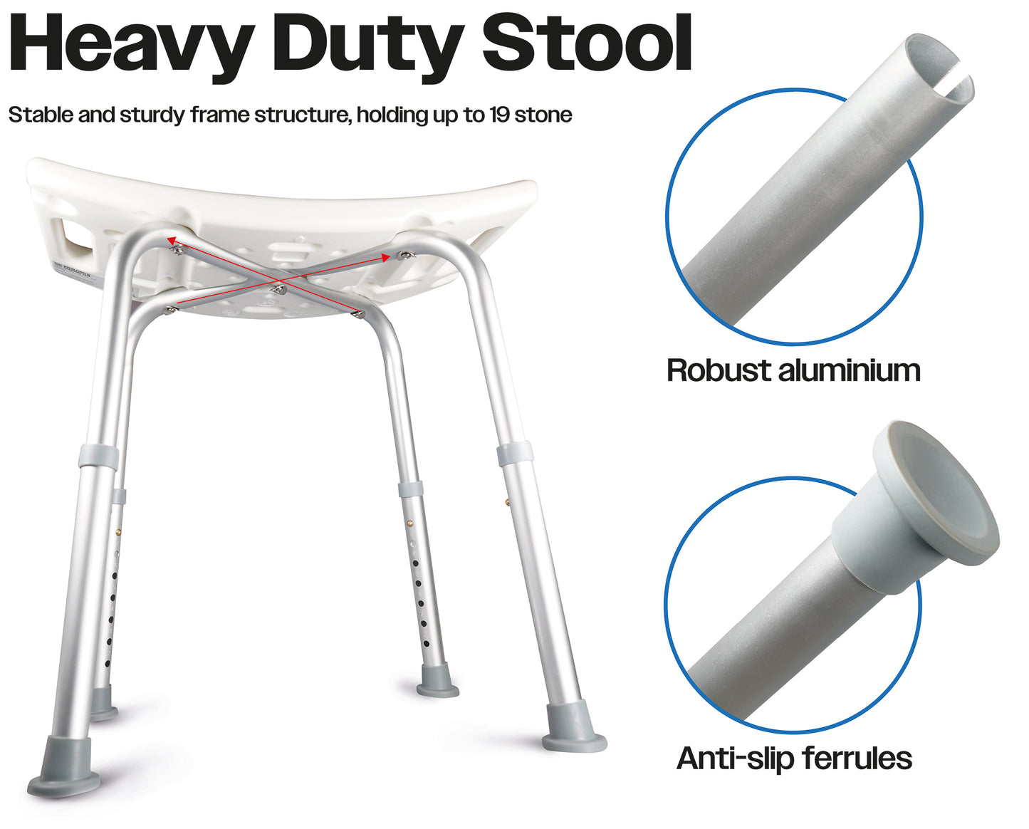 Aidapt Adjustable Non-Slip Shower Stool with Padded Seat
