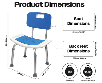 Shower Chair with Padded Seat and Backrest