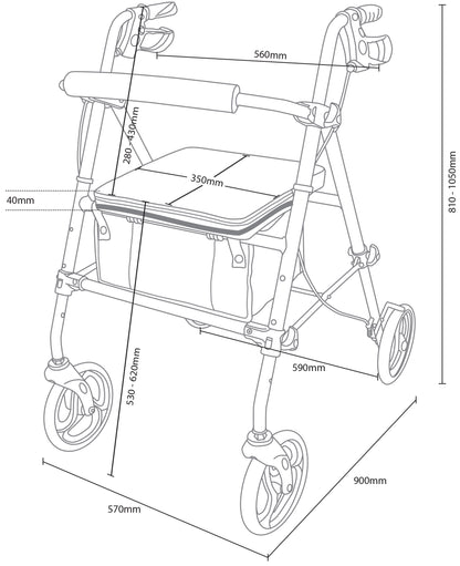 Lightweight & Durable 4-Wheel Rollator Walker (Silver)