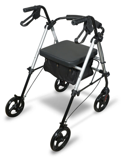 Lightweight & Durable 4-Wheel Rollator Walker (Silver)