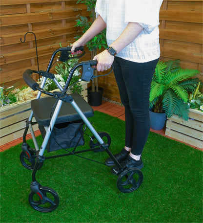 Lightweight & Durable 4-Wheel Rollator Walker (Silver)