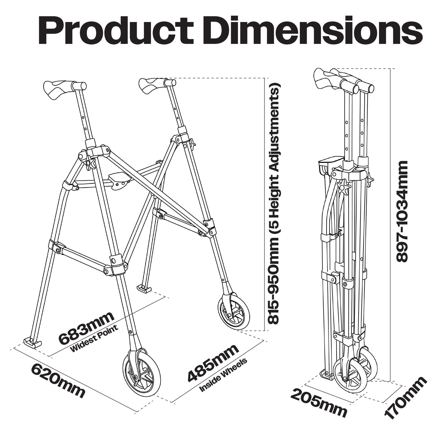 Aidapt Wheeled Folding Walking Frame
