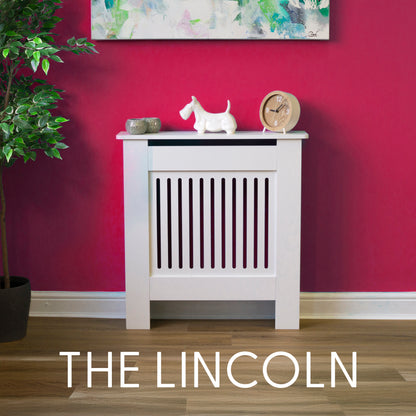 MDF Radiator Cover Vertical Vents, Small - White
